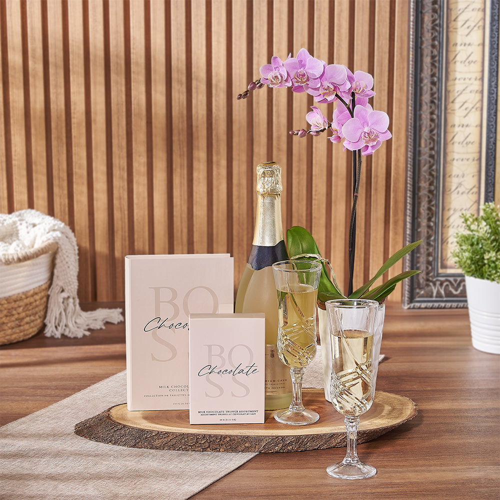 Housewarming Gift with Sparkling Wine – how the gift is presented