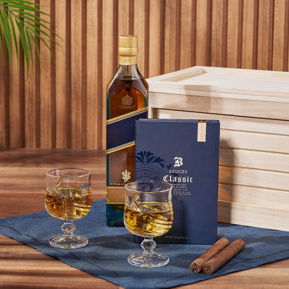 Liquor and Cigar Gift Crate – how the gift is presented