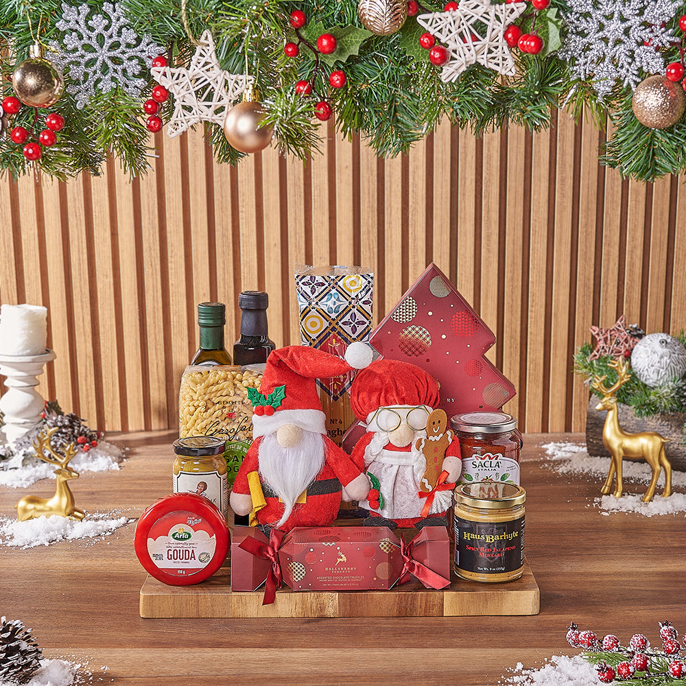 Pasta and Cheese Holiday Basket – how the gift is presented
