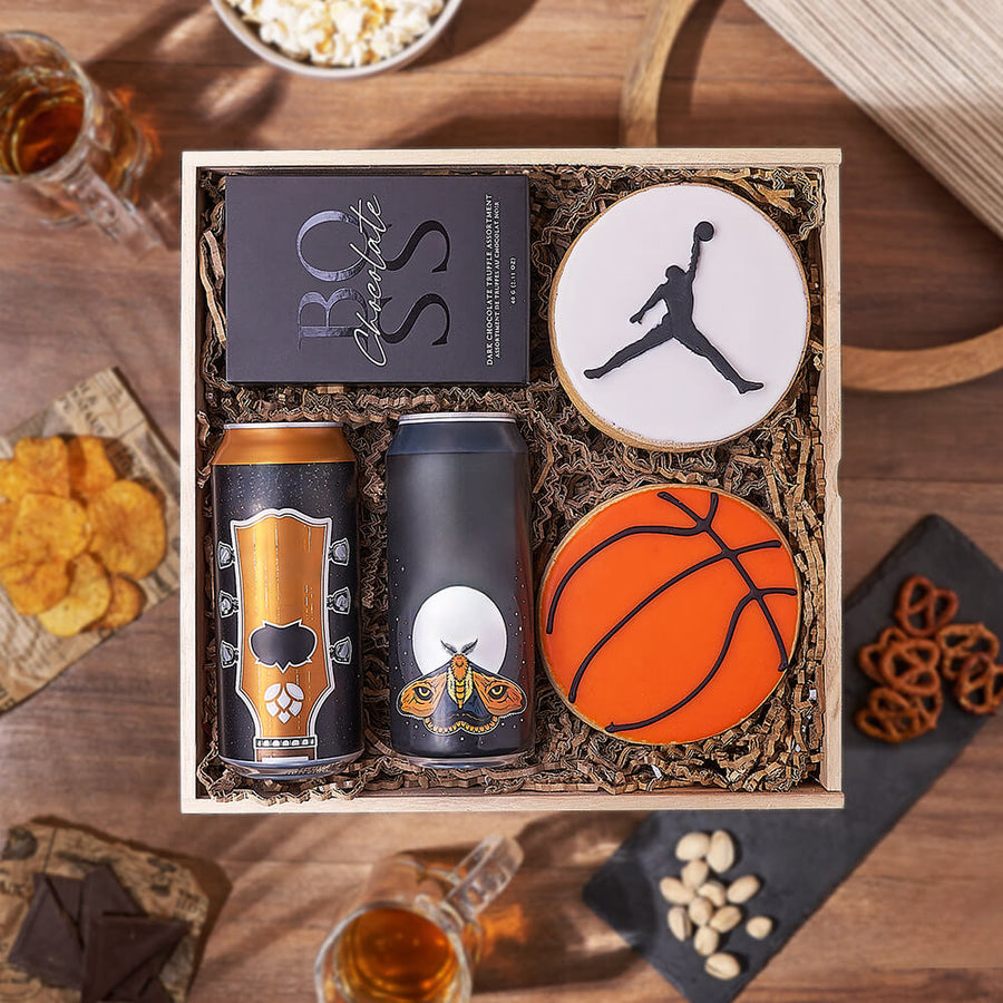 Basketball & Craft Beer Box, beer gift, beer, sports gift, sports, cookie gift, cookie, New Jersey delivery