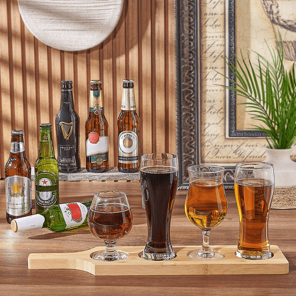Beer Flight Sampler with Four Glasses – how the gift is presented