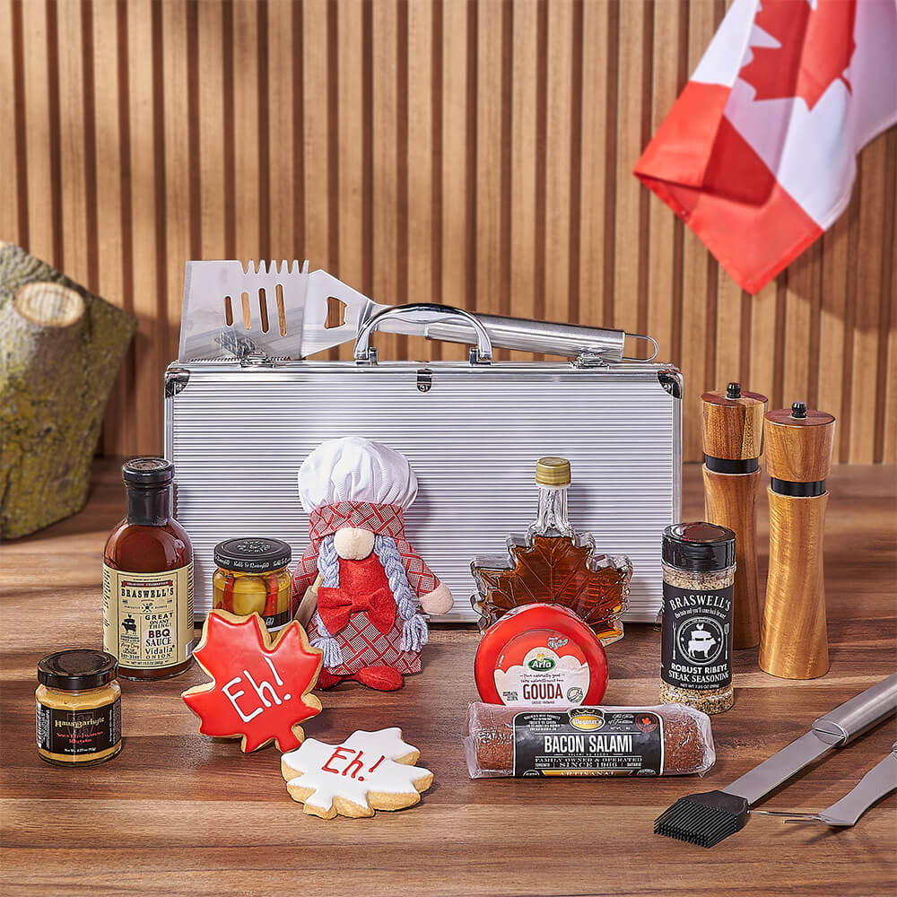 Canada Day Gourmet BBQ Gift Set with Grill Tools – how the gift is presented