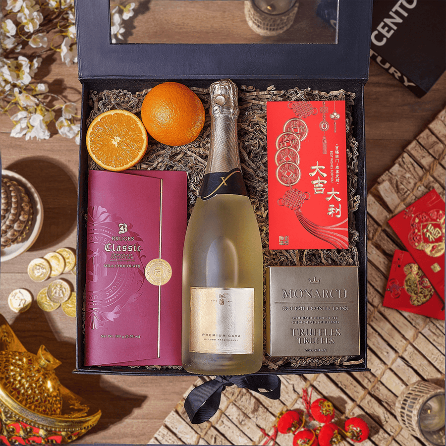 Champagne Chinese New Year Gift Box, Chinese new year gift, Chinese new year, lunar new year gift, lunar new year, champagne gift, champagne, sparkling wine gift, sparkling wine, New Jersey delivery