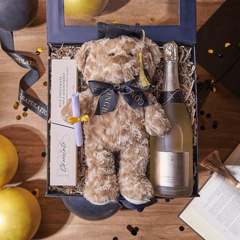Sparkling Wine Gift Box with BOSS Milk Chocolate Truffles – how the gift is presented