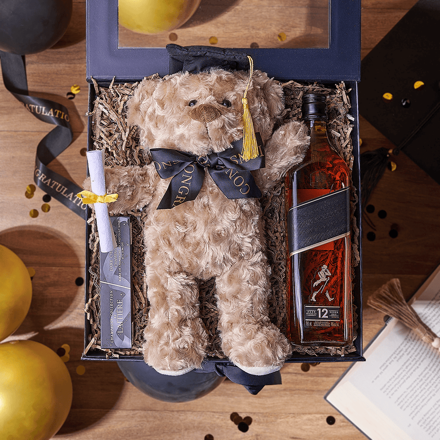 Congratulations Grad Liquor Box, liquor gift, liquor, chocolate gift, chocolate, graduation gift, graduation, New Jersey delivery