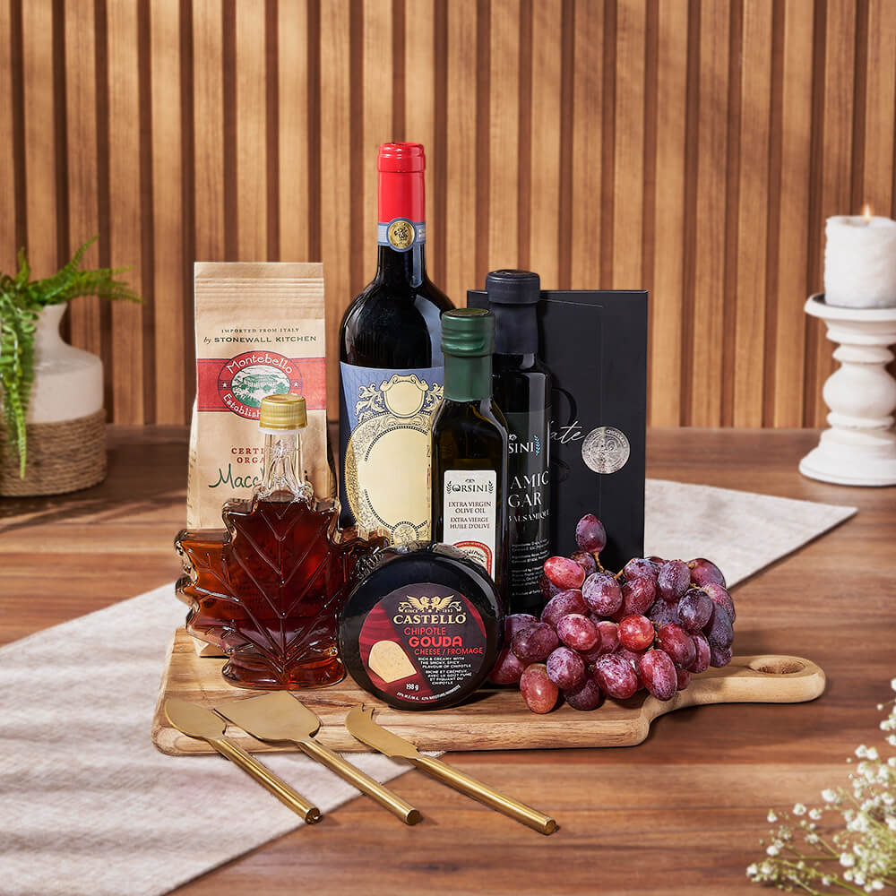 Wine Gift Basket with Chipotle Gouda, New Jersey – how the gift is presented