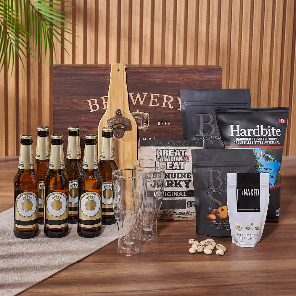 Beer Gift Basket with Glasses – how the gift is presented