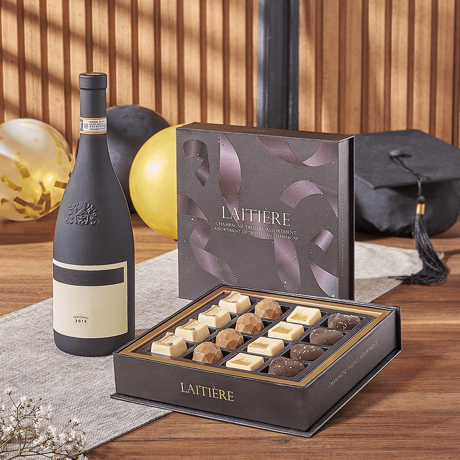 Graduation Wine & Truffle Gift, graduation gift, graduation, wine gift, wine, chocolate gift, chocolate, New Jersey delivery