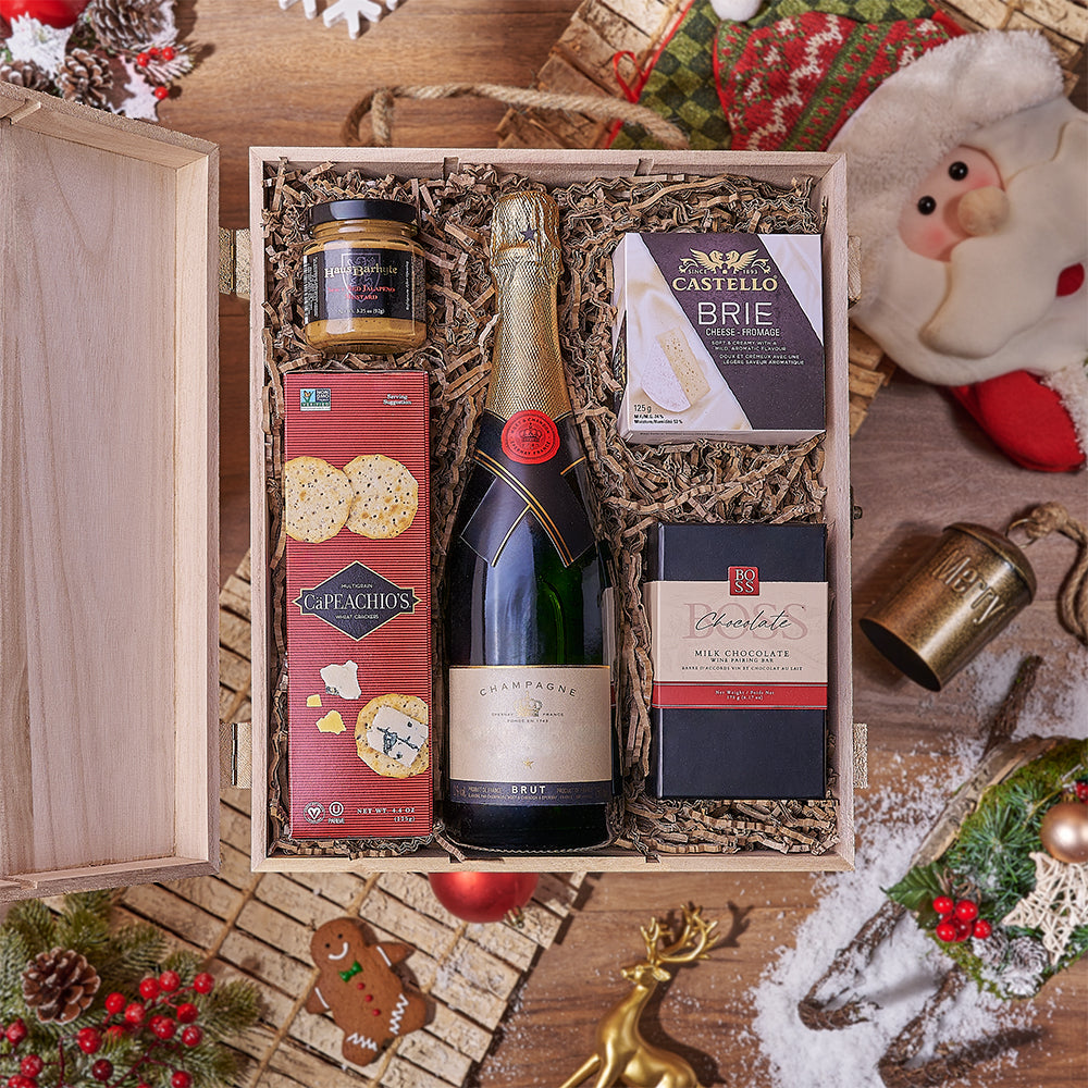 Brie and Chocolate with Sparkling Wine – how the gift is presented
