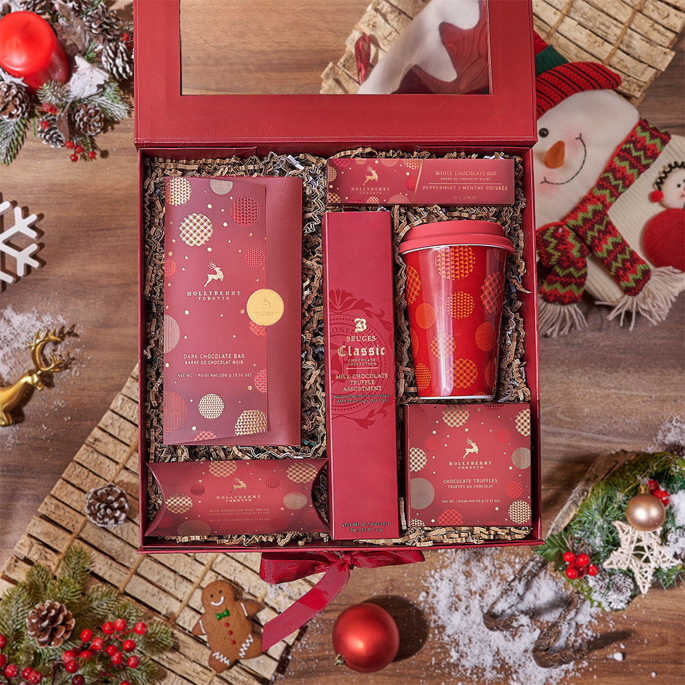 Holiday Warmth Basket, chocolate gift, chocolate, Christmas gift, christmas, New Jersey delivery Holiday Warmth Basket, chocolate gift, chocolate, Christmas gift, christmas, New Jersey delivery