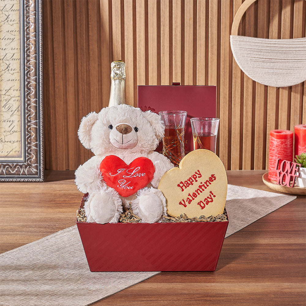 Sparkling Wine Valentine's Gift Tray – how the gift is presented