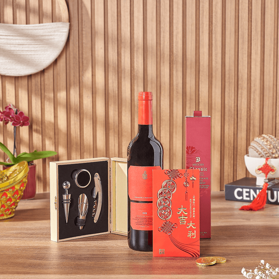 Lucky Wine & Chocolate Gift Set, chinese new year gift, chinese new year, lunar new year gift, lunar new year, New Jersey delivery
