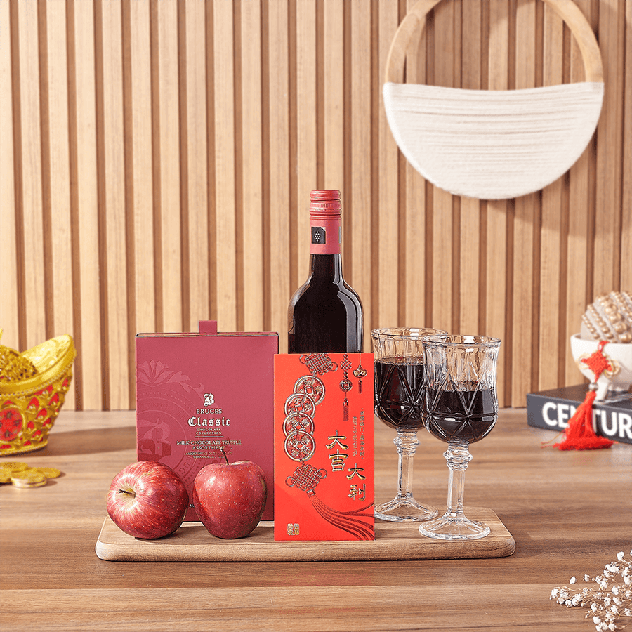 Lunar New Year Wine & Chocolate Gift, wine gift, wine, chinese new year gift, chinese new year, lunar new year gift, lunar new year, New Jersey delivery