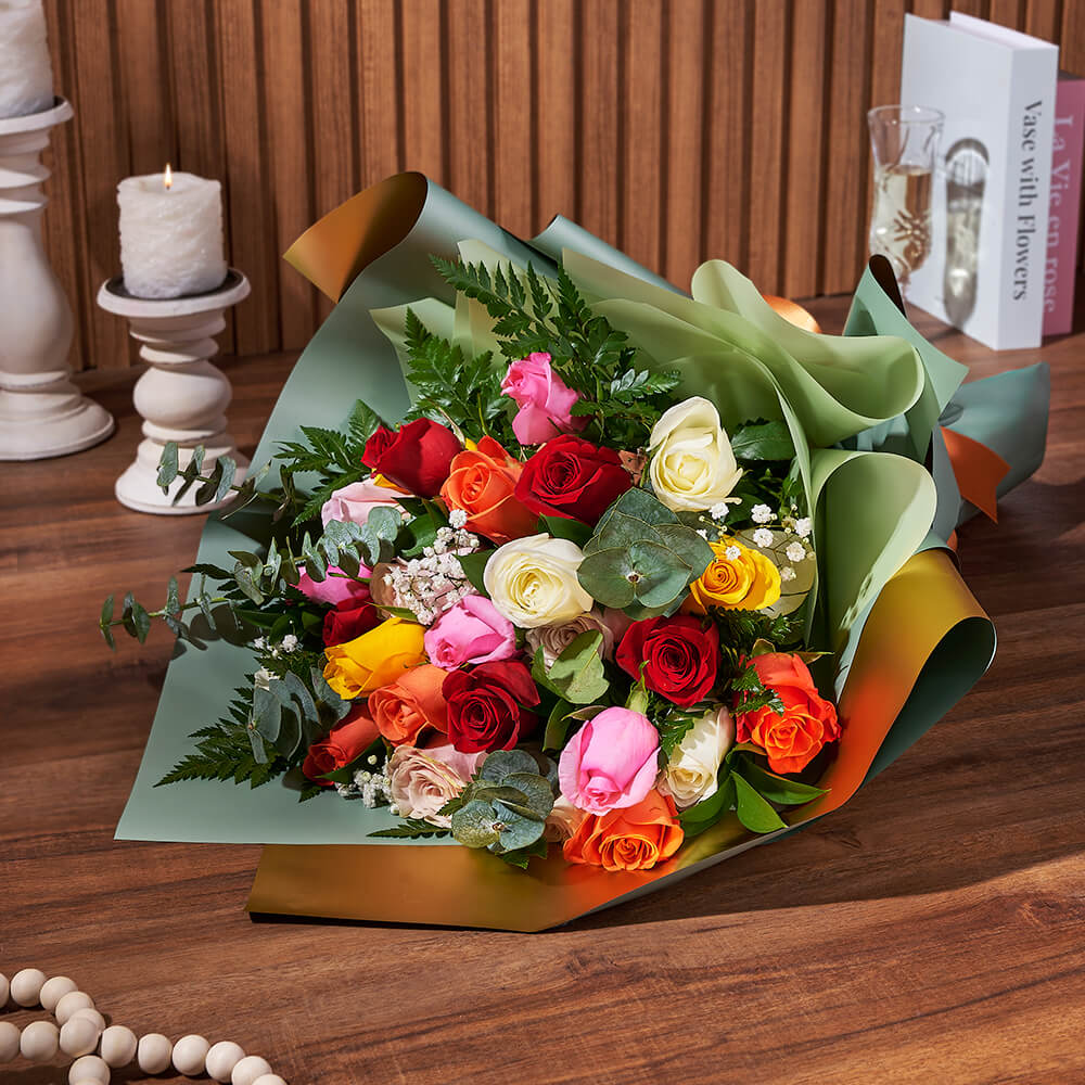 12-Stem Rose and Baby's Breath Bouquet – how the gift is presented