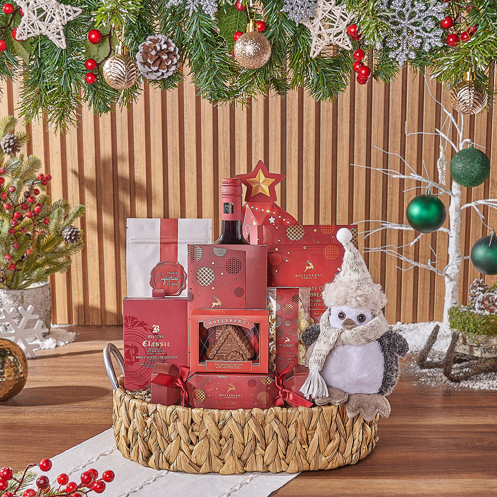Christmas Wine and Assorted Chocolates – how the gift is presented