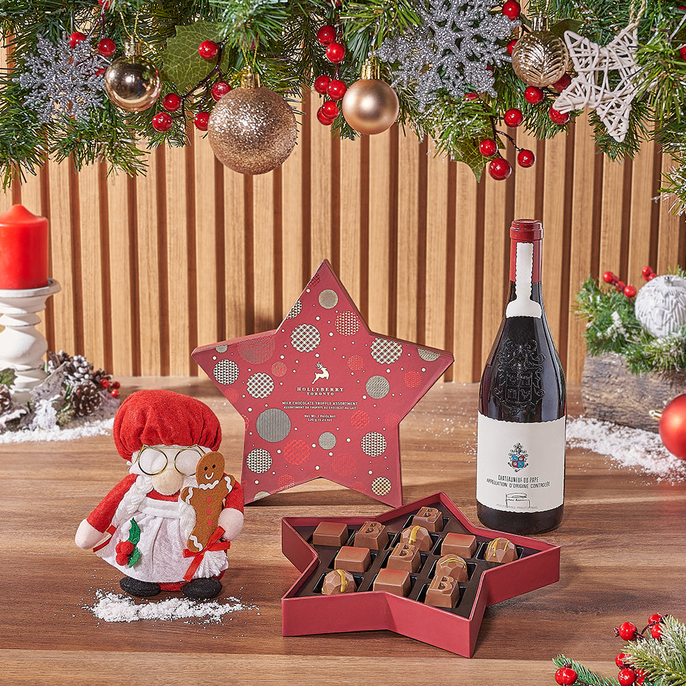 Holiday Wine Star Gift Basket – how the gift is presented