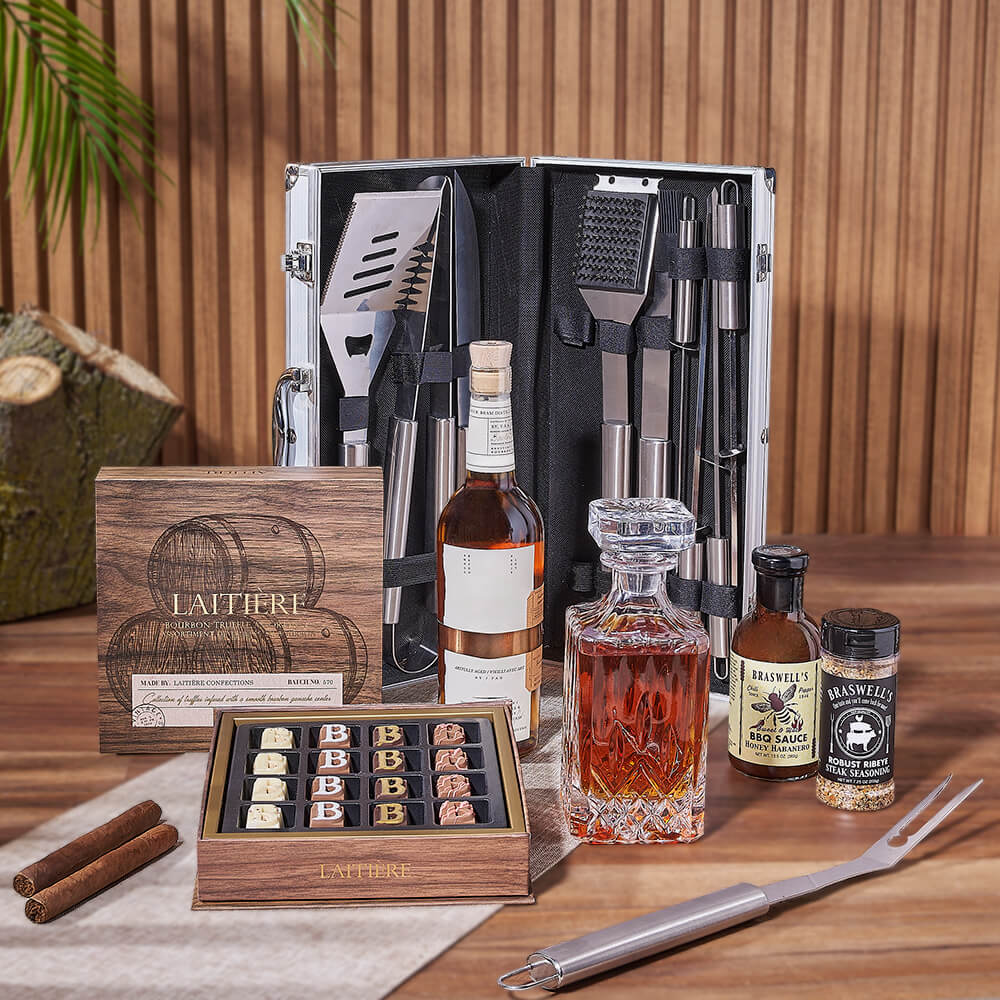 BBQ Liquor Gift Basket – how the gift is presented