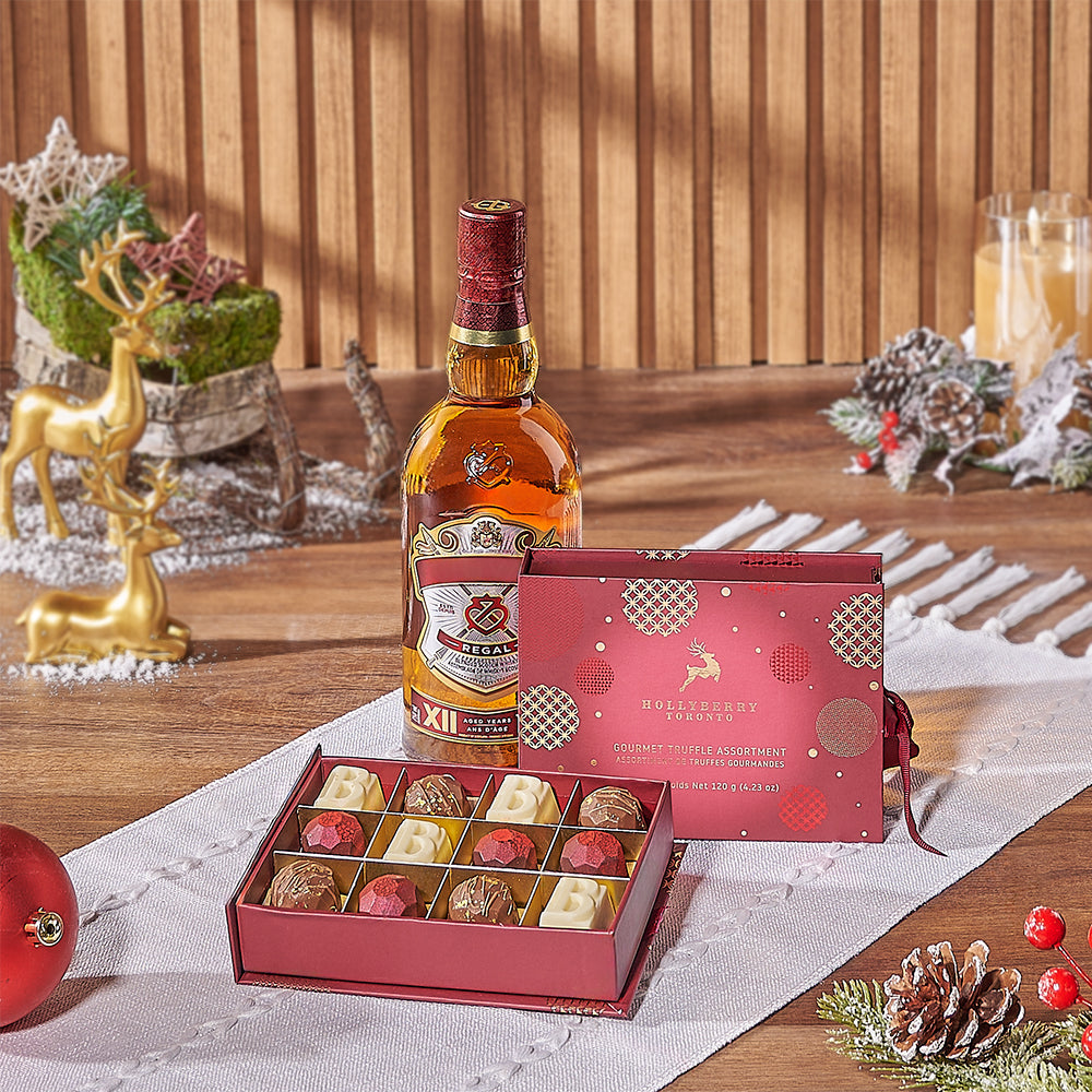 Holiday Spirits and Chocolate Gift – how the gift is presented