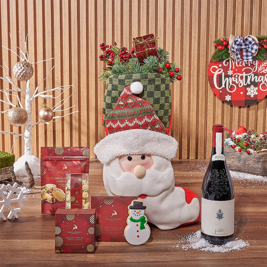Sweet Stocking & Wine Gift Set, wine gift, wine, chocolate gift, chocolate, Christmas gift, Christmas, New Jersey  delivery