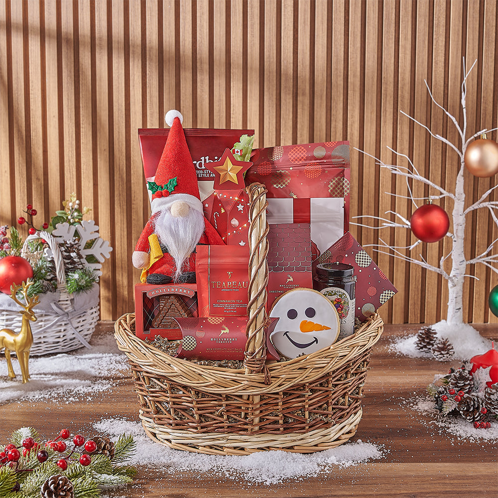 Festive Cocoa and Snack Gift Basket – how the gift is presented