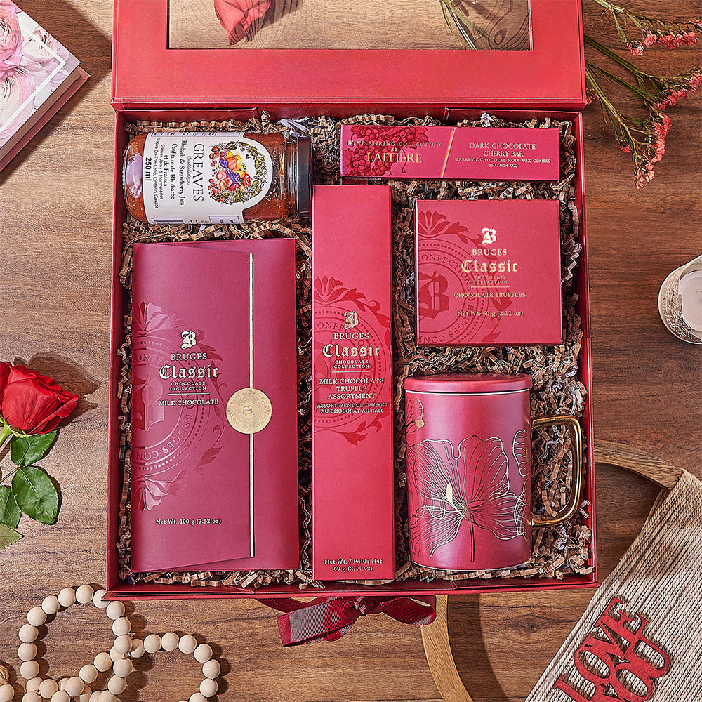 Valentine's Day Gourmet Chocolate Basket – how the gift is presented