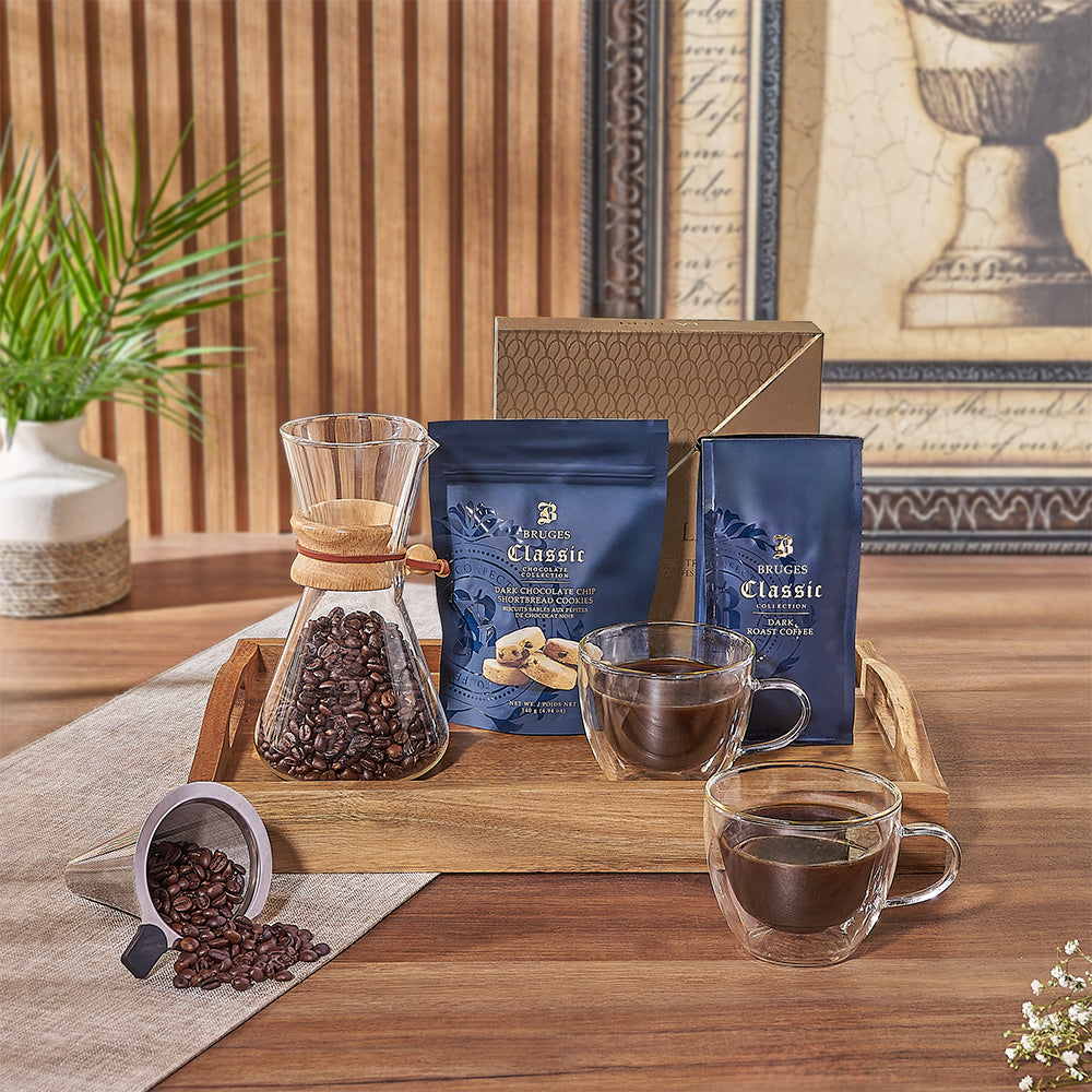 Delight any coffee aficionado with the Forest Hill Coffee &amp; Snack Tray - New Jersey Baskets