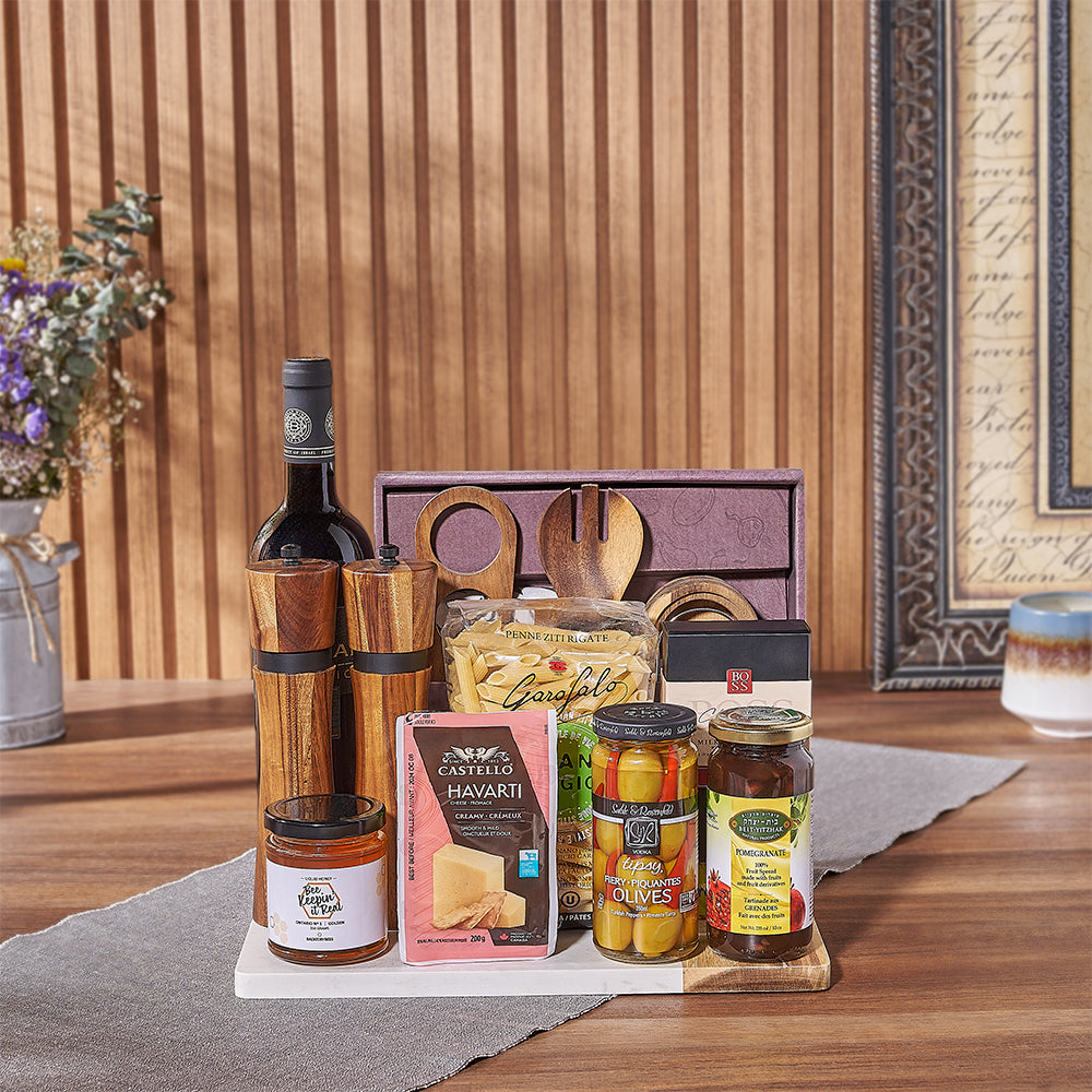 The Hanukkah Kosher Wine &amp; Pasta Basket from New Jersey Baskets - New Jersey Delivery 
