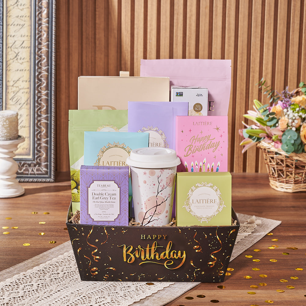 Birthday Tea &amp; Goodies Gift, birthday gift, birthday, tea gift, tea, cookie gift, cookie, chocolate gift, chocolate, New Jersey delivery