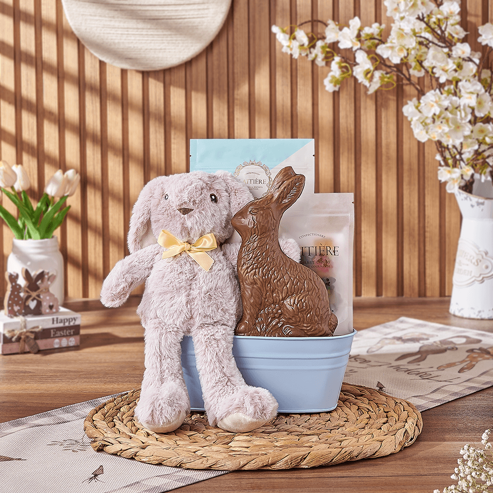 Blue Easter Bunny Gift Basket, chocolate gift, chocolate, easter gift, easter, New Jersey delivery
