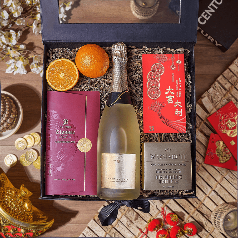 Champagne Chinese New Year Gift Box, Chinese new year gift, Chinese new year, lunar new year gift, lunar new year, champagne gift, champagne, sparkling wine gift, sparkling wine,  New Jersey delivery