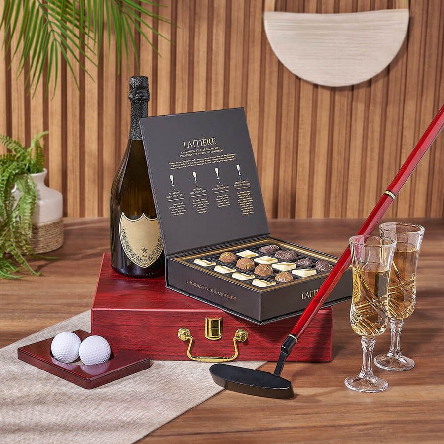 Champagne & Golf Practice Set, champagne gift, champagne, sparkling wine gift, sparkling wine, golf gift, golf, New Jersey delivery