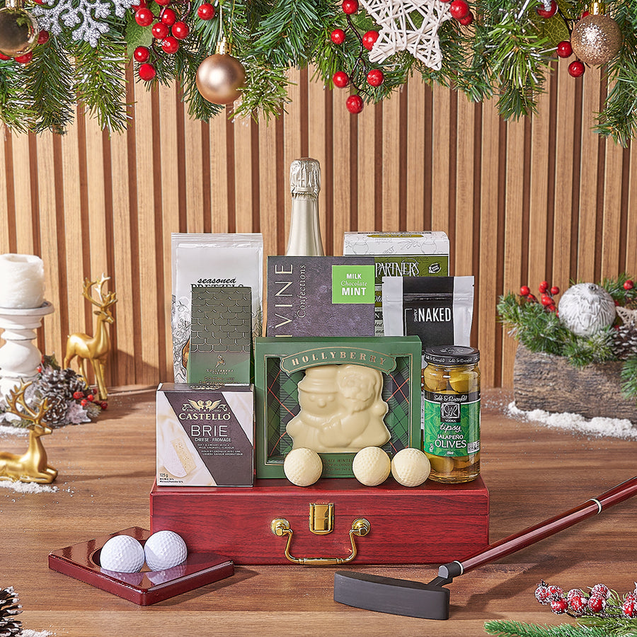 Champagne & Holiday Golf Gift, champagne gift, champagne, chocolate gift, chocolate, golf gift, golf, New Jersey delivery