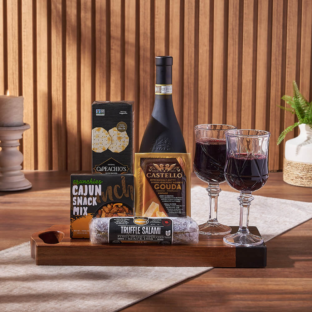 Charcuterie & Wine Gift Basket, wine gift, wine, cheese gift, cheese, charcuterie gift, charcuterie, New Jersey delivery