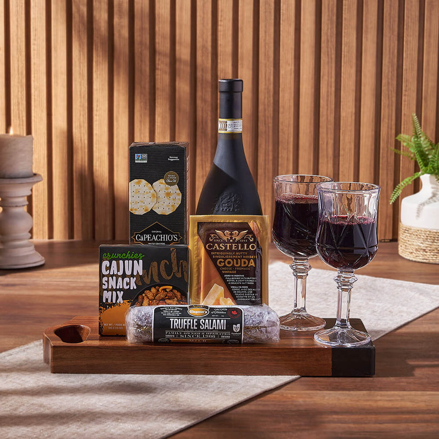 Charcuterie & Wine Gift Basket, wine gift, wine, cheese gift, cheese, charcuterie gift, charcuterie, New Jersey delivery