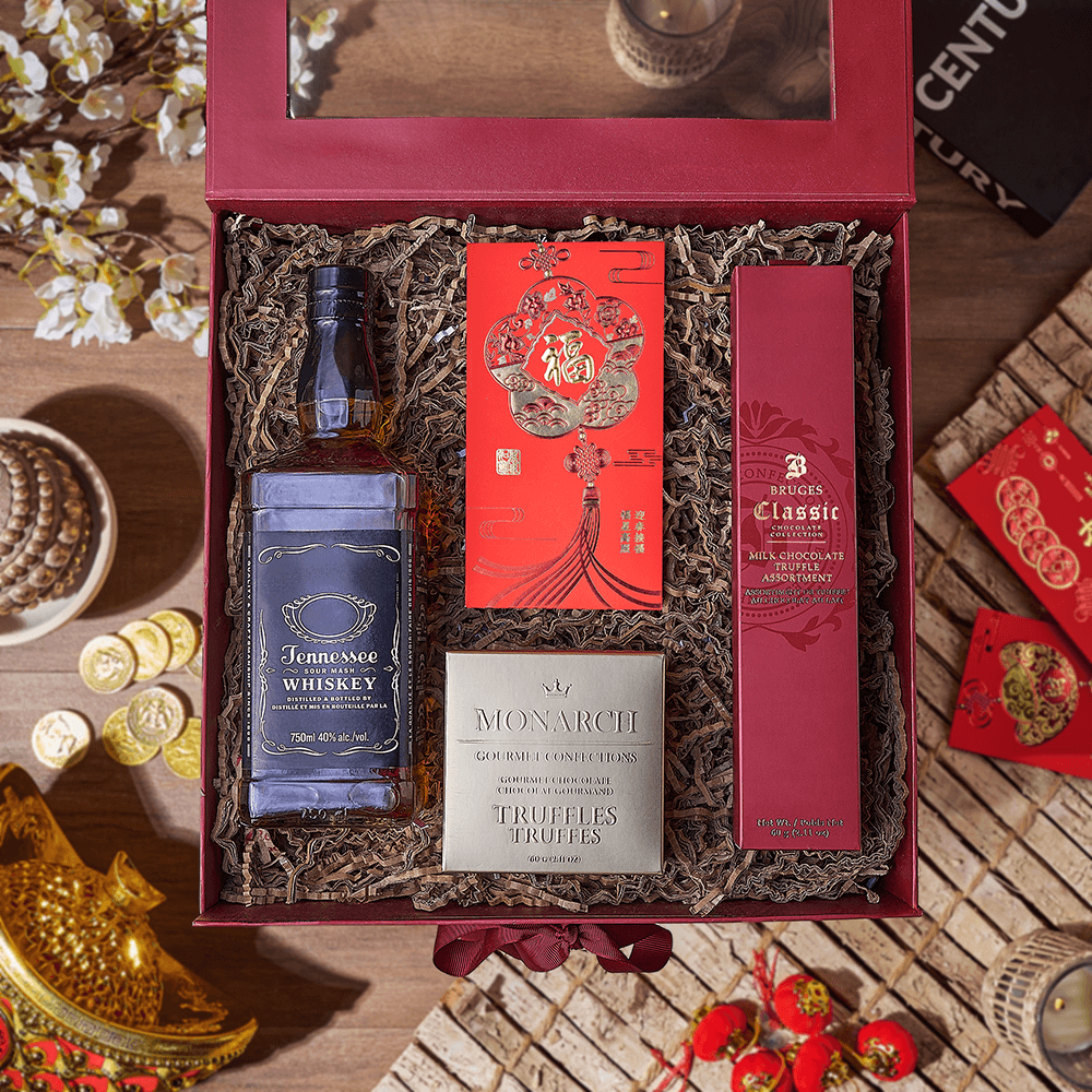 Chinese New Year Spirits & Chocolate Box, chinese new year gift, chinese new year, lunar new year gift, lunar new year, liquor gift, liquor, New Jersey delivery