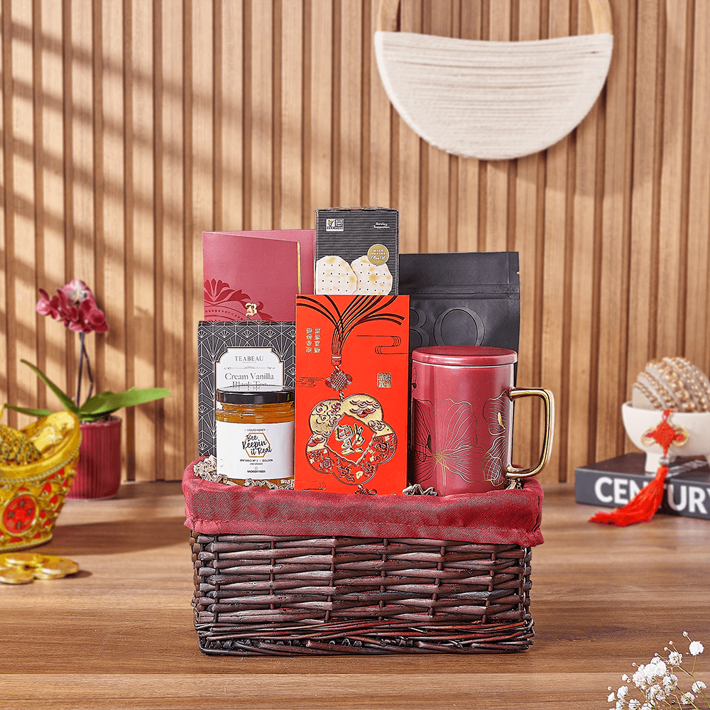 Chocolate Tea and Honey Gift Basket – how the gift is presented