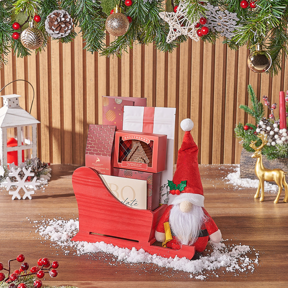 Chocolate Truffles &amp; Christmas Sleigh Basket, christmas gift, christmas, chocolate gift, chocolate, New Jersey delivery