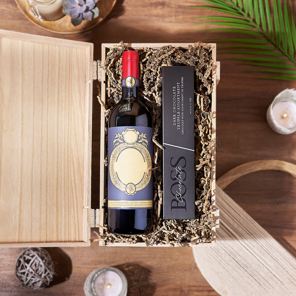Chocolate &amp; Wine Gourmet Gift Basket, wine gift, wine, chocolate gift, chocolate, New Jersey delivery