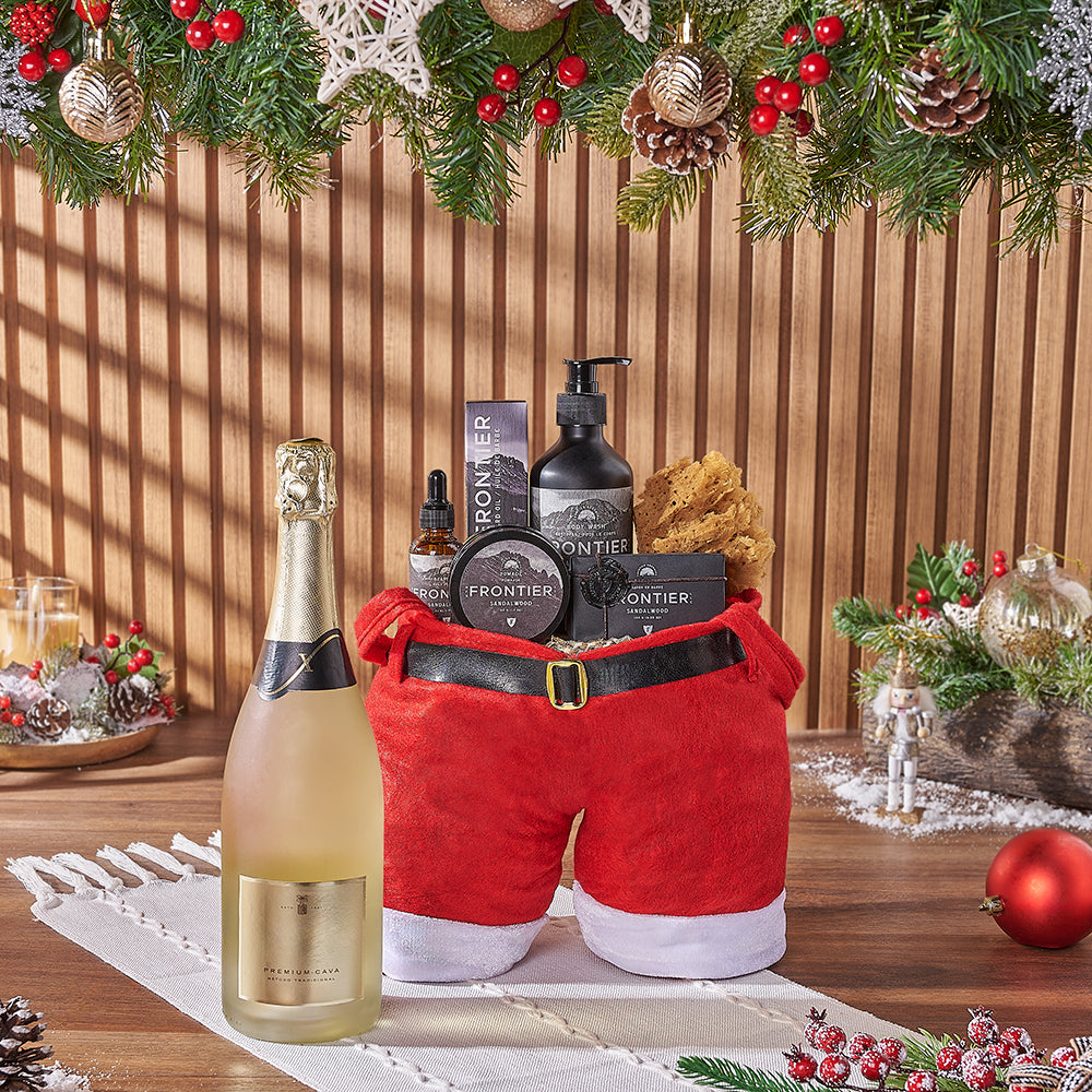 Christmas Champagne &amp; Spa Gift Bag, christmas gift, christmas, champagne gift, champagne, sparkling wine gift, sparkling wine, spa gift, spa, mens spa gift, mens spa, New Jersey delivery