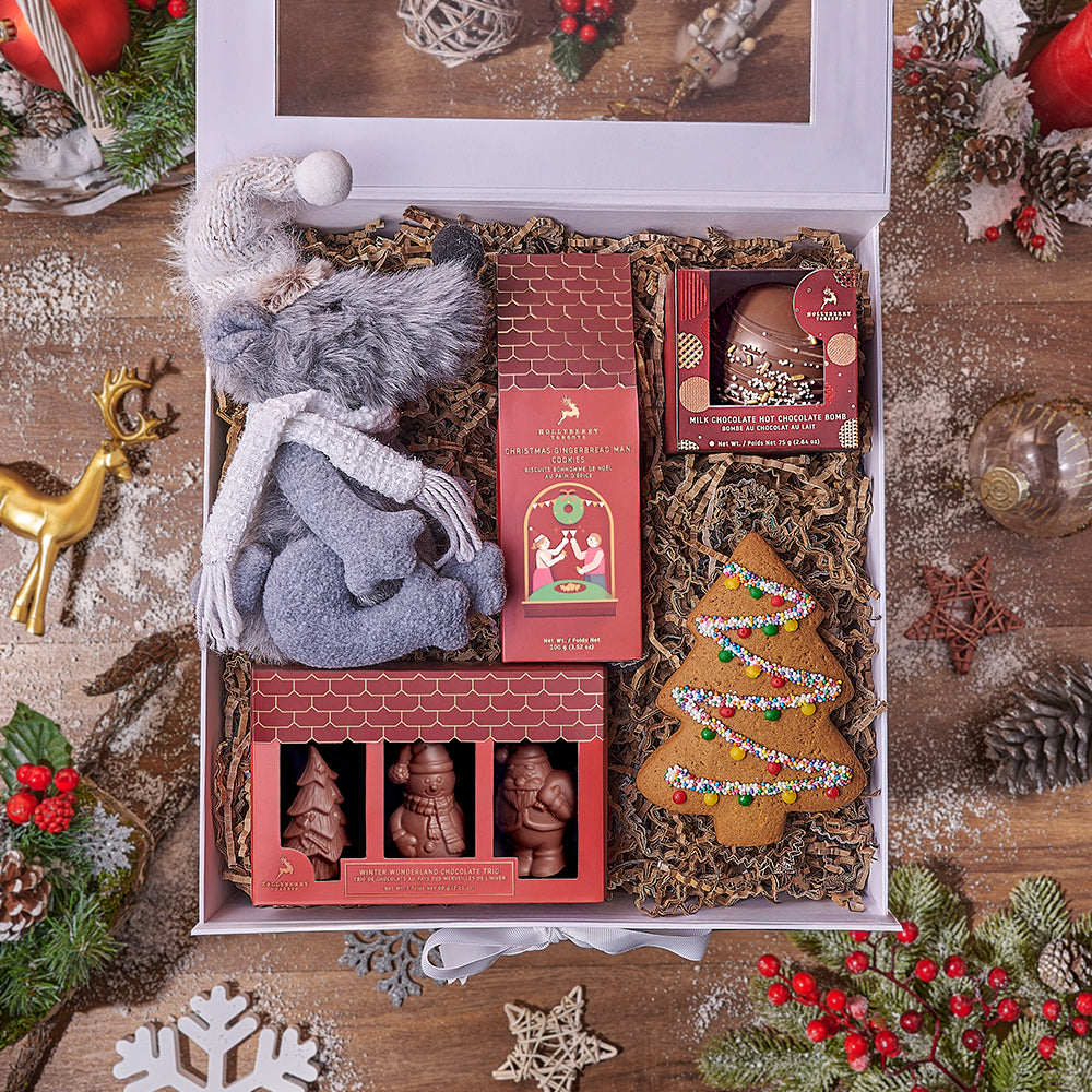 Christmas Hot Cocoa &amp; Treats Basket, christmas gift, christmas, chocolate gift, chocolate, cookie gift, cookie, New Jersey delivery