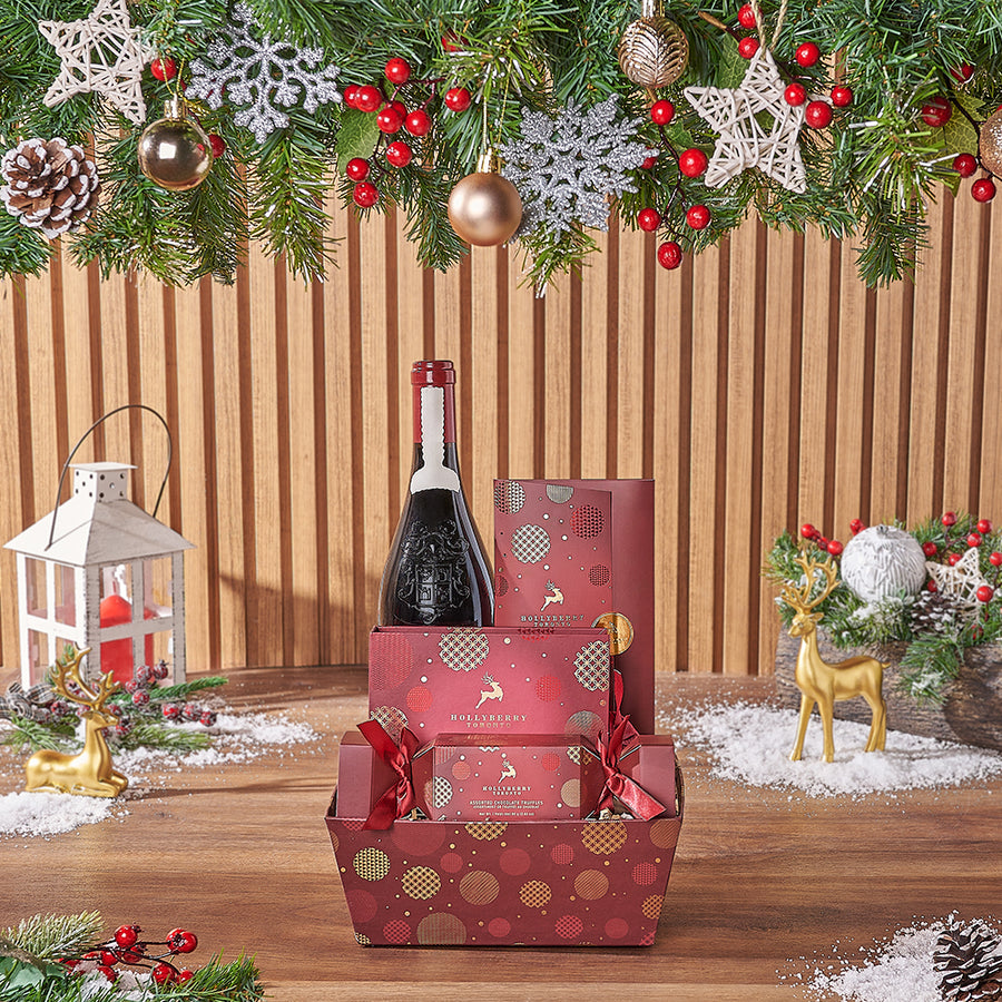 Our Christmas Morning Wine Gift Set, a curated selection of delightful goodies designed for a cozy celebration with friends and loved ones - New Jersey Delivery