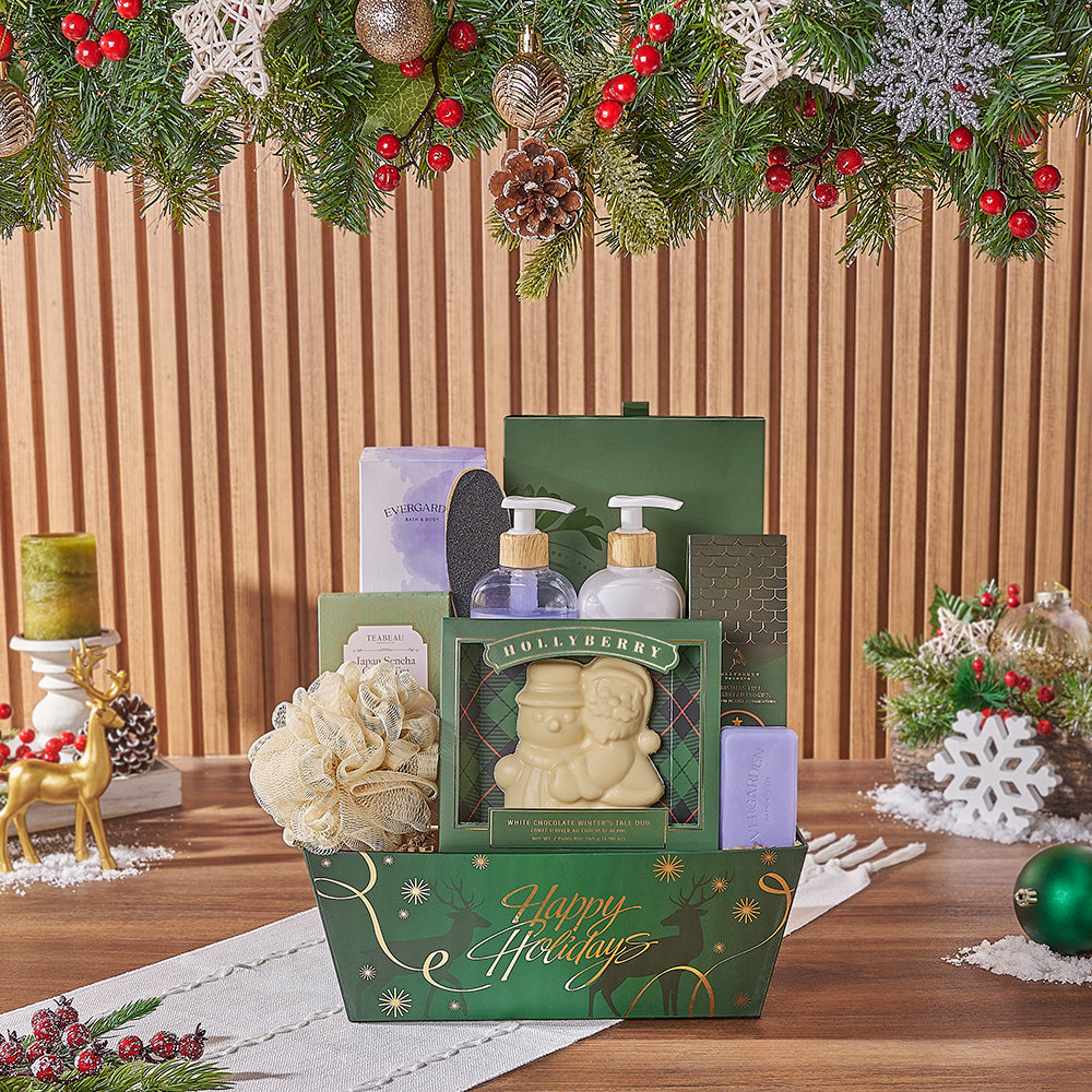 Christmas Spa and Treats Tray – how the gift is presented