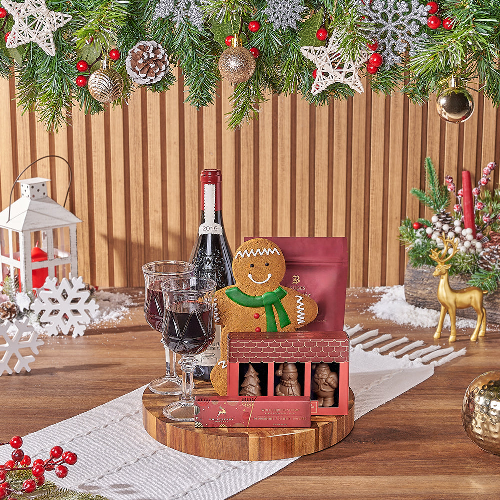 Christmas Wine &amp; Cookie Board, christmas gift, christmas, wine gift, wine, cookie gift, cookie, chocolate gift, chocolate, New Jersey delivery