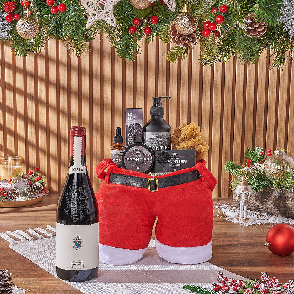 Christmas Wine &amp; Spa Gift Bag, wine gift, wine, spa gift, spa, men's spa gift, men's spa, Christmas gift, Christmas, New Jersey delivery