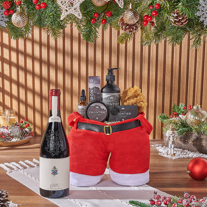 Christmas Wine & Spa Gift Bag, wine gift, wine, spa gift, spa, men's spa gift, men's spa, Christmas gift, Christmas, New Jersey delivery