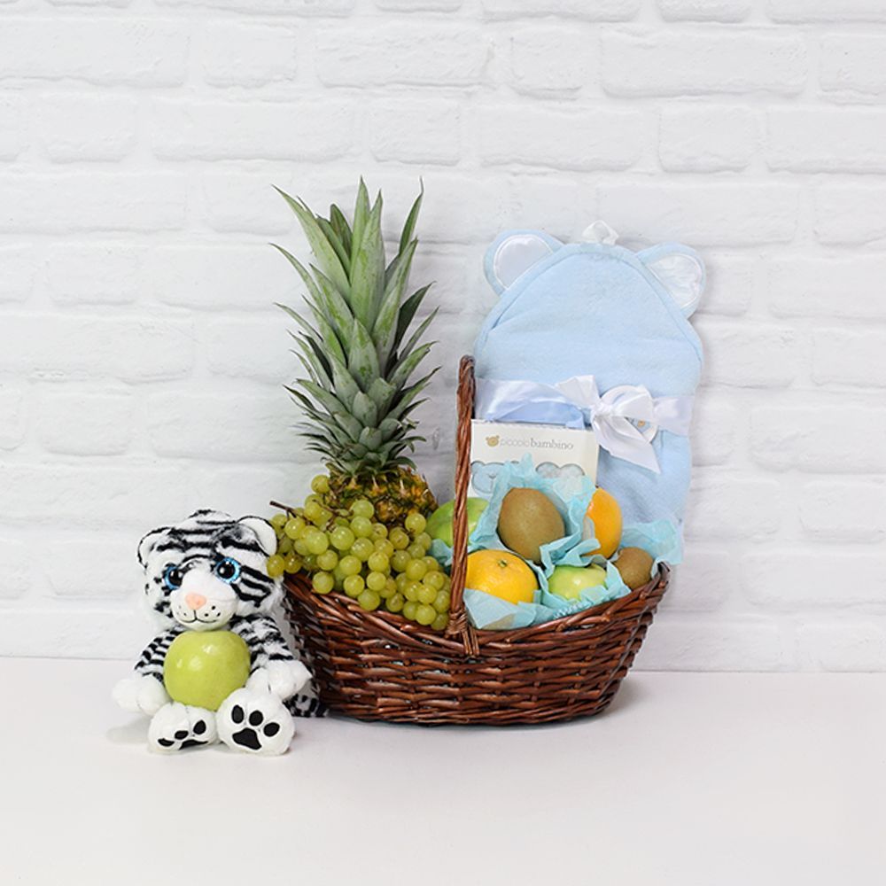 Brown Wicker Baby Gift Basket – how the gift is presented