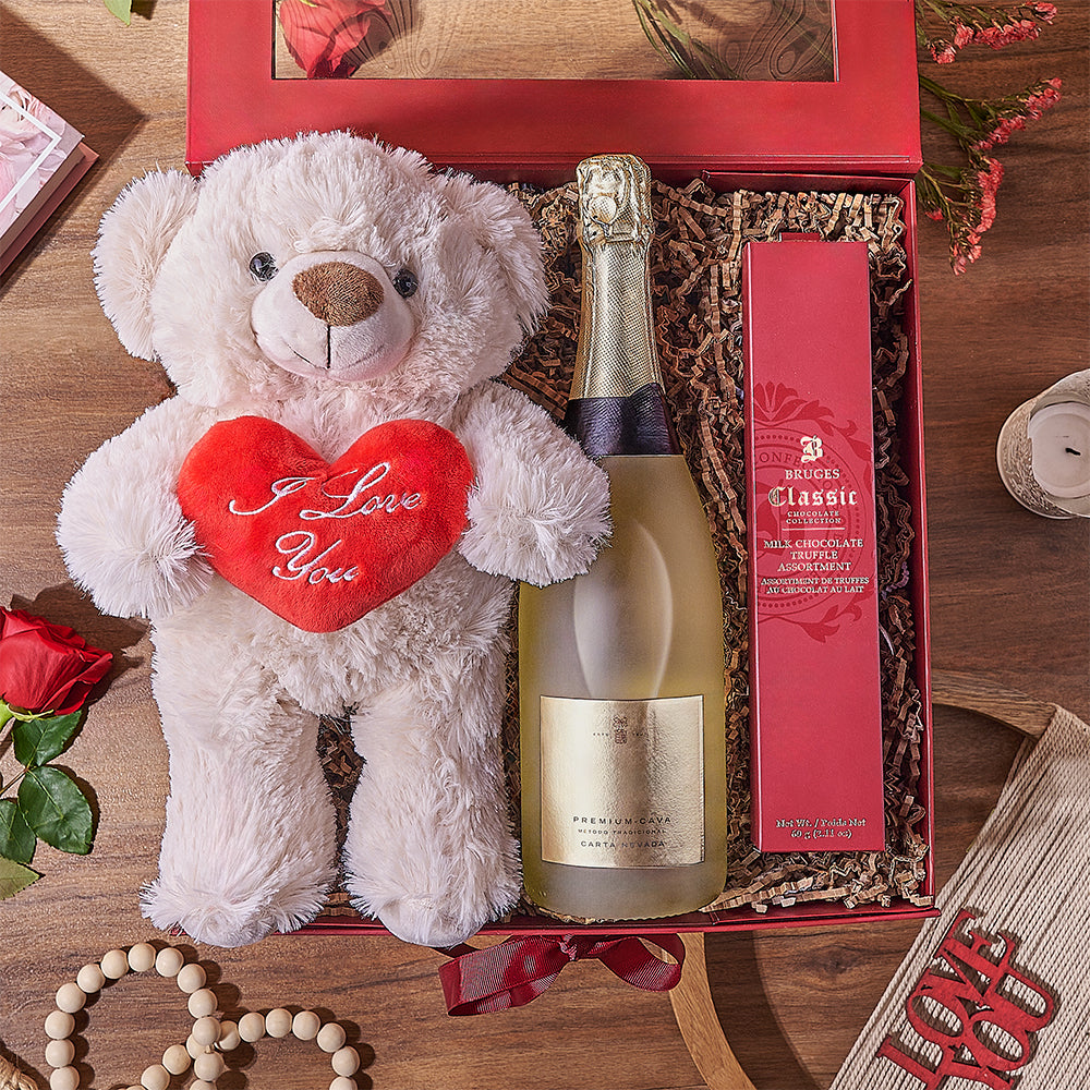 Valentine's Sparkling Wine and Red Rose – how the gift is presented