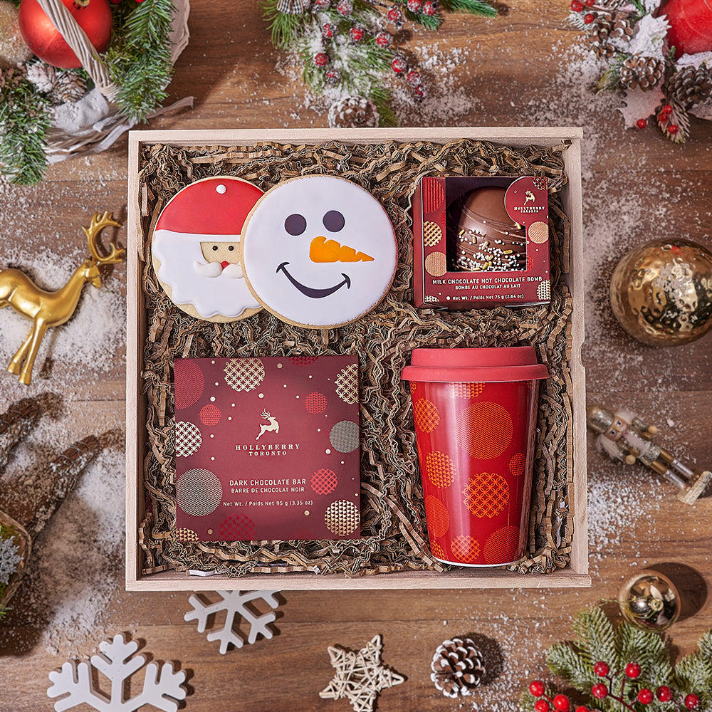 Holiday Hot Chocolate Wooden Gift Box – how the gift is presented