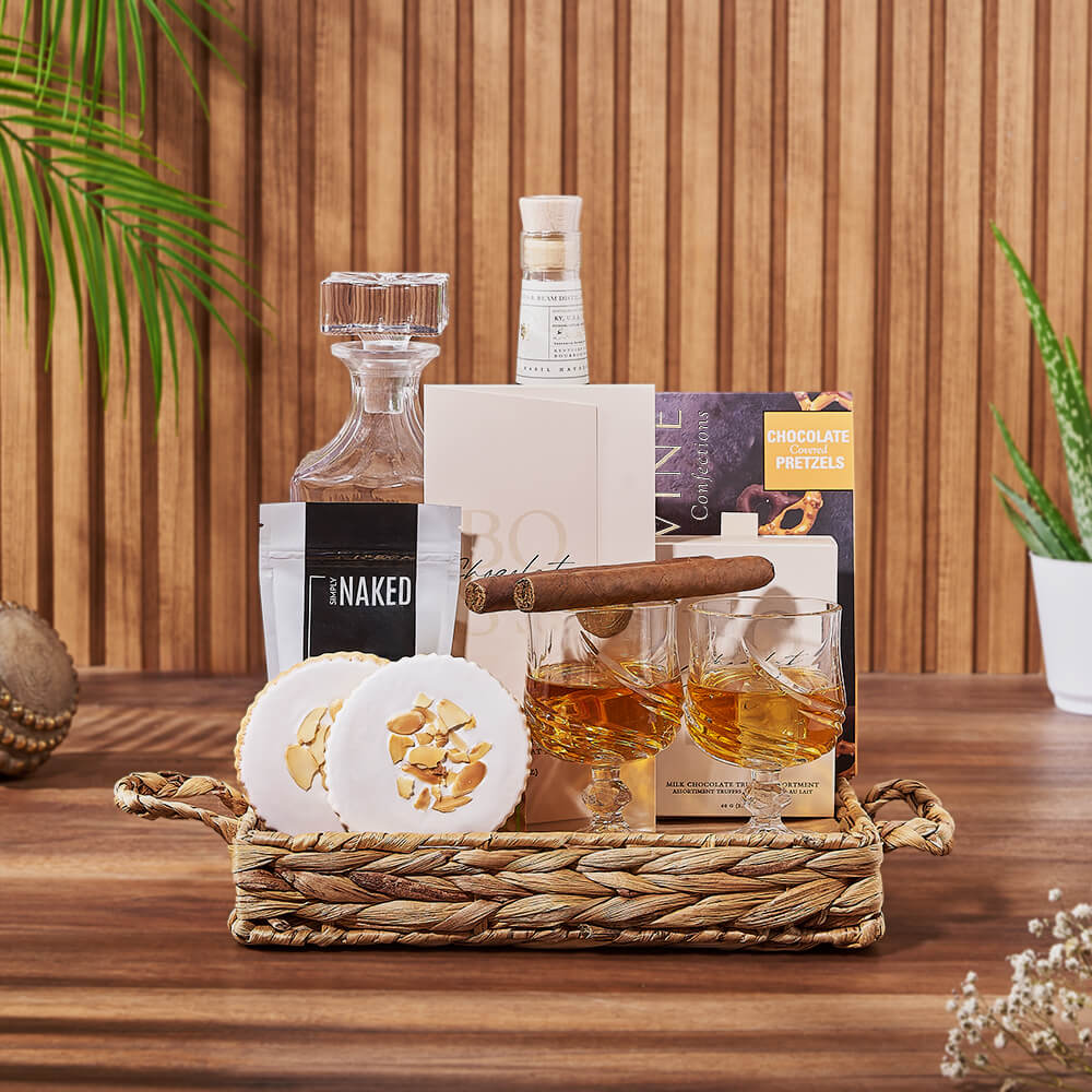 Deluxe Liquor &amp; Decanter Gift Set, liquor gift, liquor, cigar gift, cigar, decanter gift, decanter, New Jersey delivery