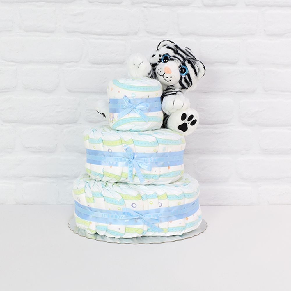 Diapers &amp; Plush Tiger Gift Set from New Jersey Baskets - New Jersey Delivery
